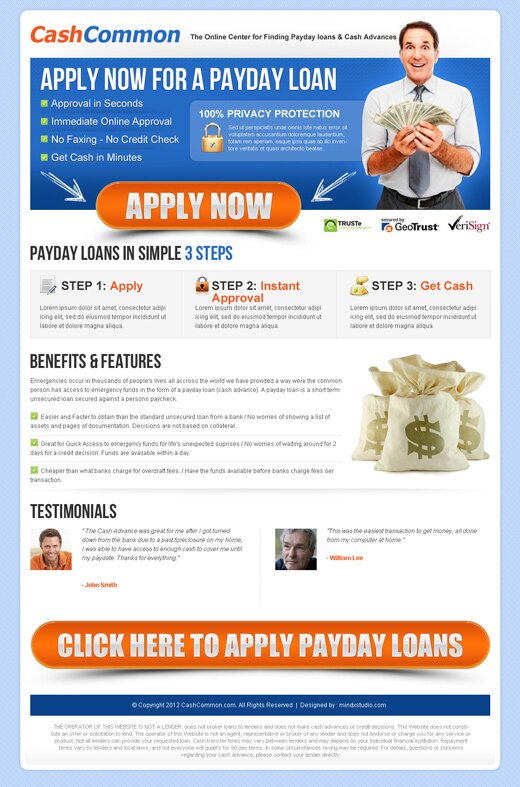 landing-page-design-portfolio-80 high quality professional pay day loan landing page design on affordable price from http://www.semanticflow.com/landing-page-design/