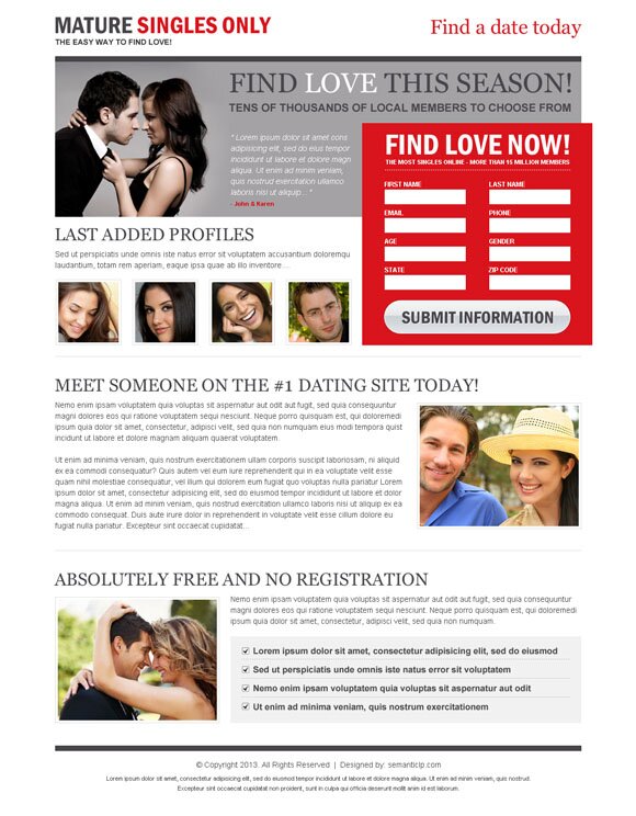 dating landing page