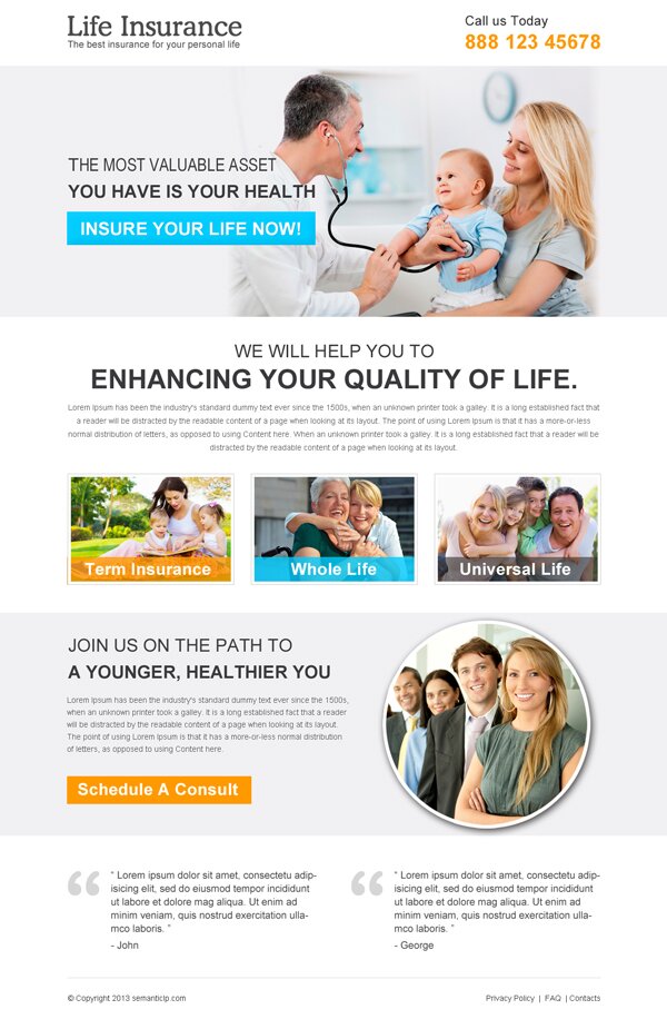 Life insurance landig page design templates example for life insurance business from http://www.semanticlp.com/buy-now1.php?p=881