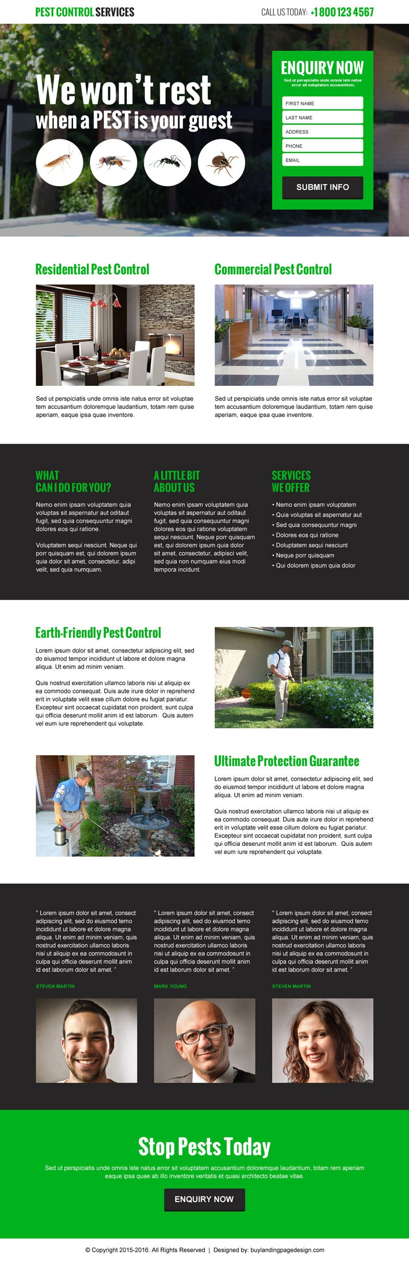 Pest Control Products & Services Landing Pages