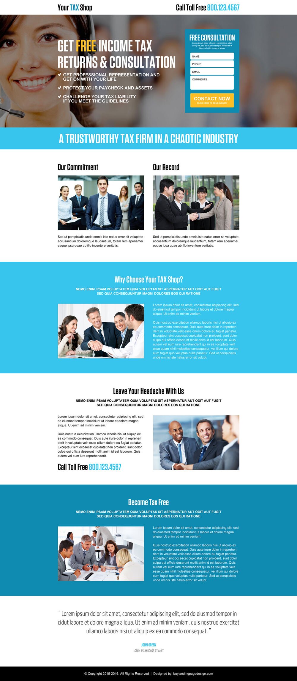 Tax Landing Page Design